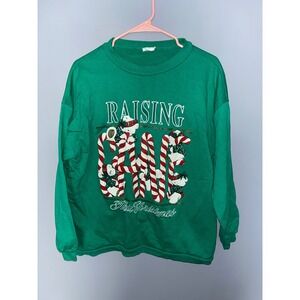 Vintage Russ Sportswear Christmas Sweatshirt Raising Cane Bears Green
